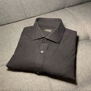 New Zegna Black Button Up Shirt in Medium